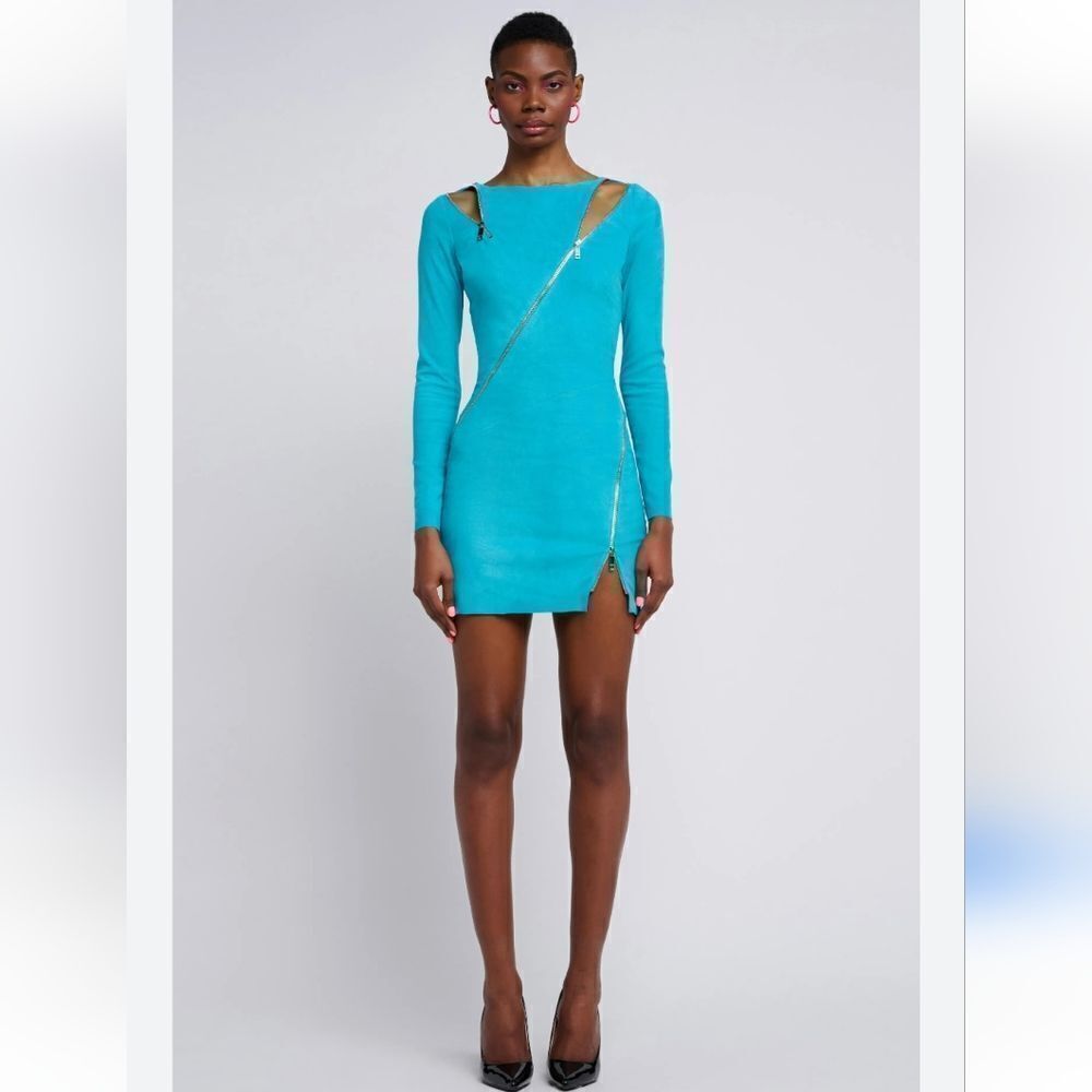 Jean Claude Jitrois Genuine Suede Dress in Teal Size XS